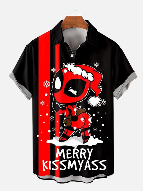 Men's Christmas Funny Graphic Short Sleeve Hawaiian Shirt